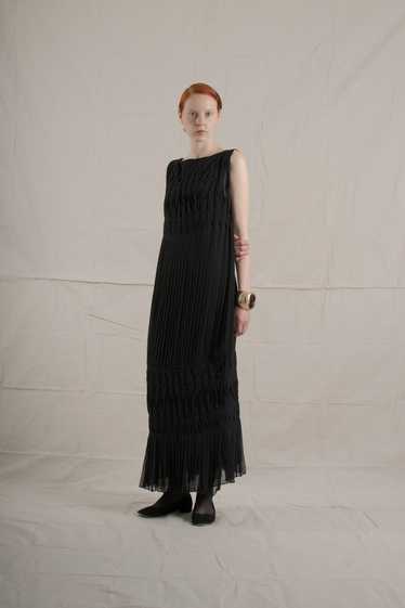 1980's Gianfranco Ferre Black Silk Chiffon Dress