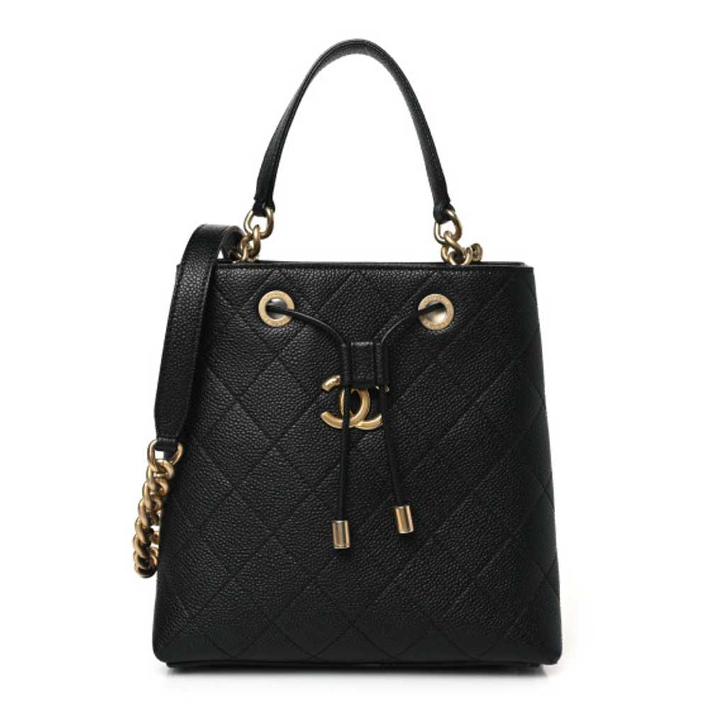 CHANEL Grained Calfskin Stitched Small Drawstring… - image 1