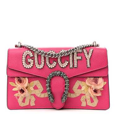 GUCCI Pebbled Calfskin Embellished Guccify Small D