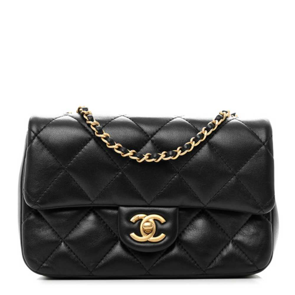 CHANEL Lambskin Quilted Mini Heart Charms Flap Bl… - image 1