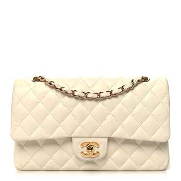 CHANEL Lambskin Quilted Medium Double Flap White - image 1