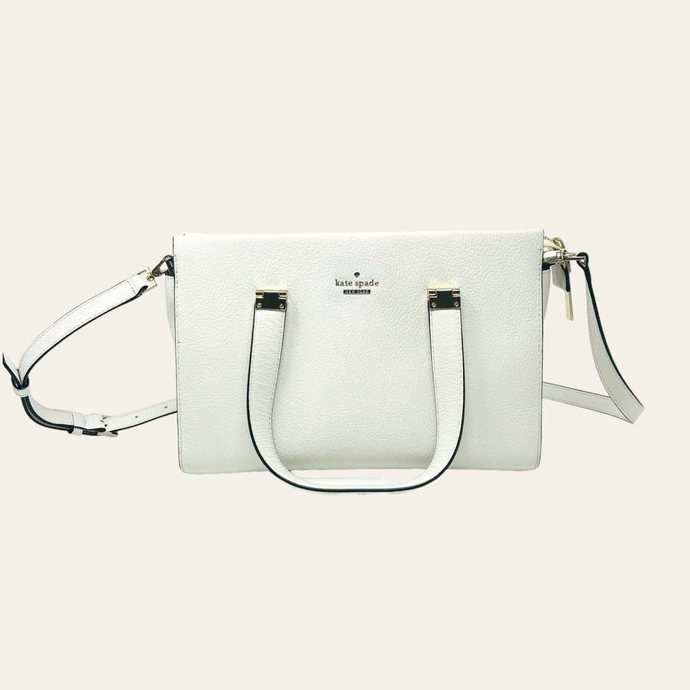 Kate Spade Pebbled Leather White Zippered Handbag… - image 1