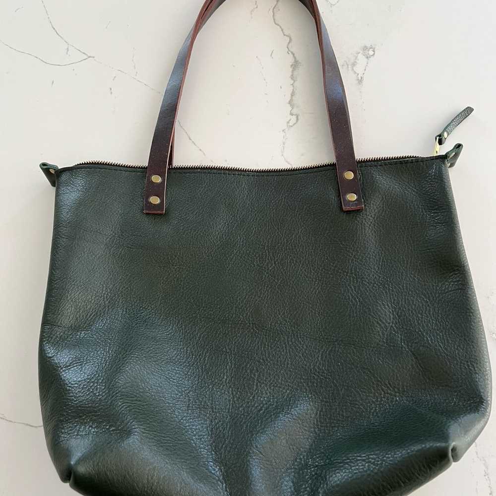 Portland Leather Goods Green Tote Shoulder Bag - image 5