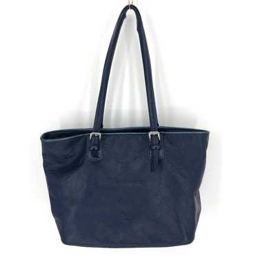 Longchamp Lm Cuir Zipper Tote Bag Blue Size Medium