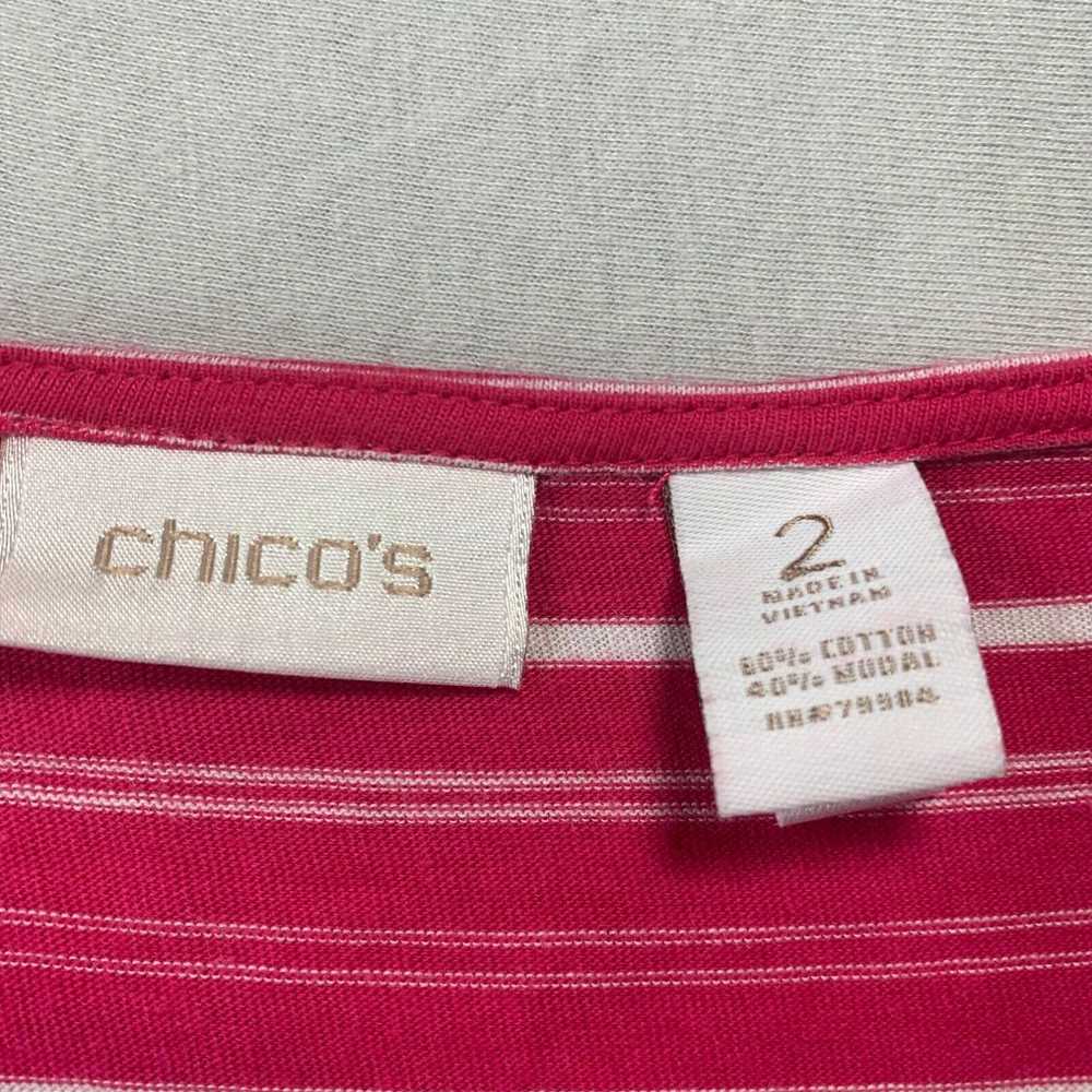 Vintage CHICOS Blouse Womens Size 2 Large Striped… - image 3
