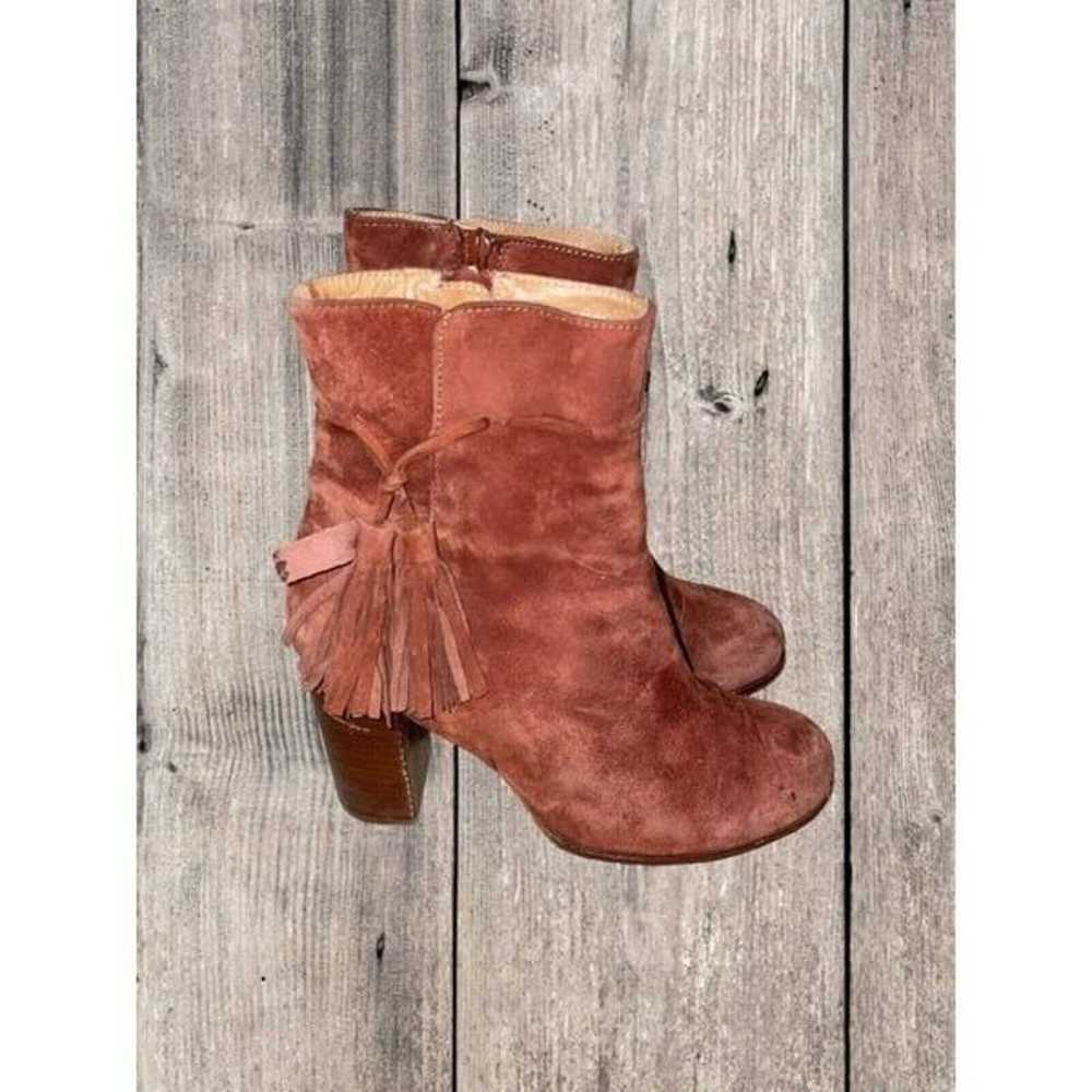 Dunne Burnt Orange Heeled Leather Suede Ankle Boo… - image 1