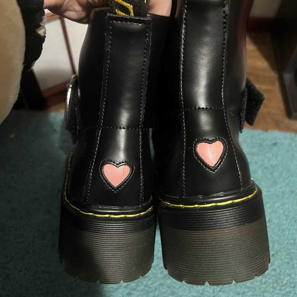 Black platform Boots with Heart Buckle size 8.5 - image 3