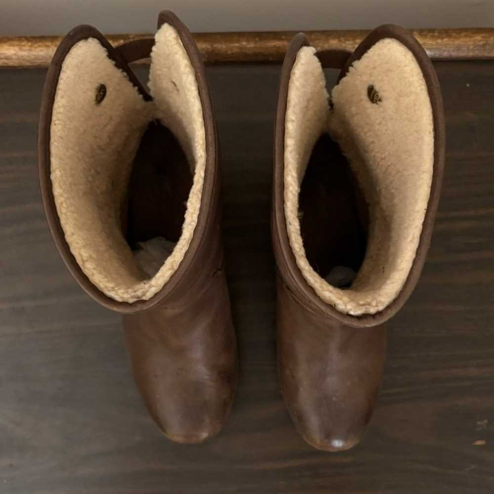 UGGS Brown Leather Lynnea Fold Over Shearling Boo… - image 3