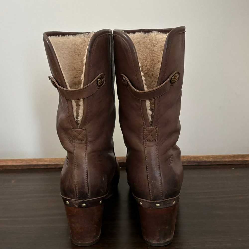 UGGS Brown Leather Lynnea Fold Over Shearling Boo… - image 6