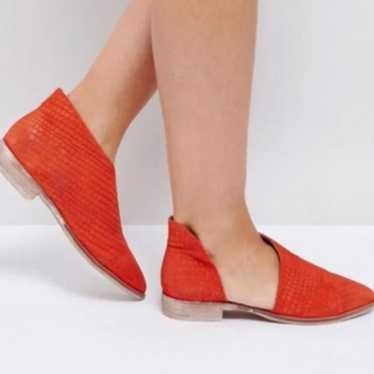 Free People Royale D’Orsay Flats Orange Red Textu… - image 1