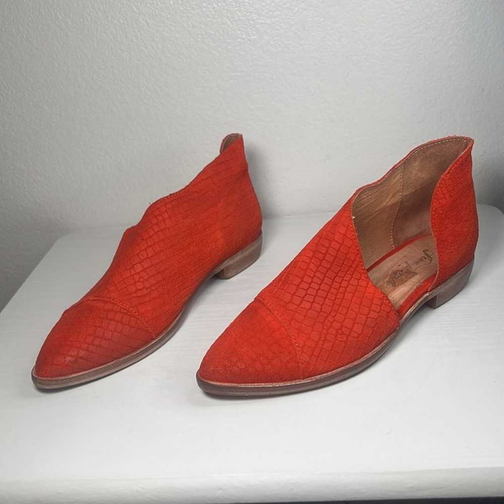 Free People Royale D’Orsay Flats Orange Red Textu… - image 4