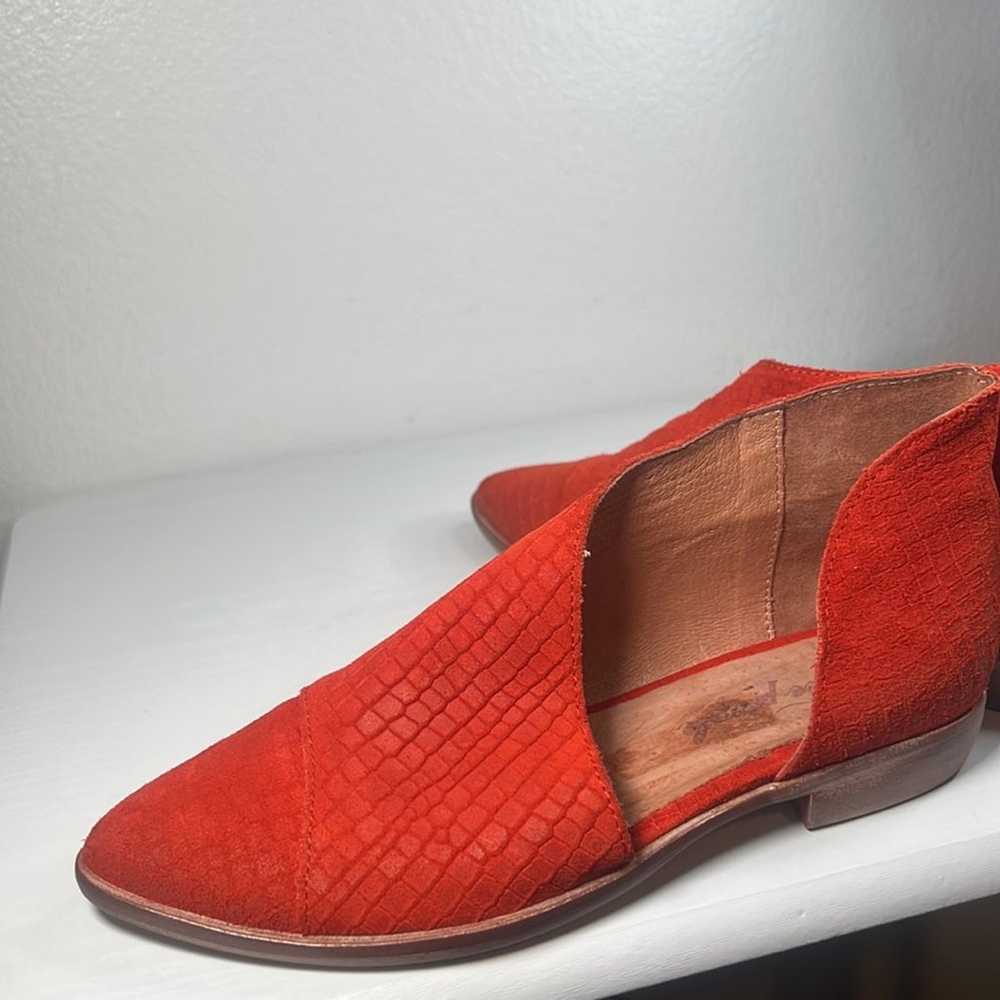 Free People Royale D’Orsay Flats Orange Red Textu… - image 8