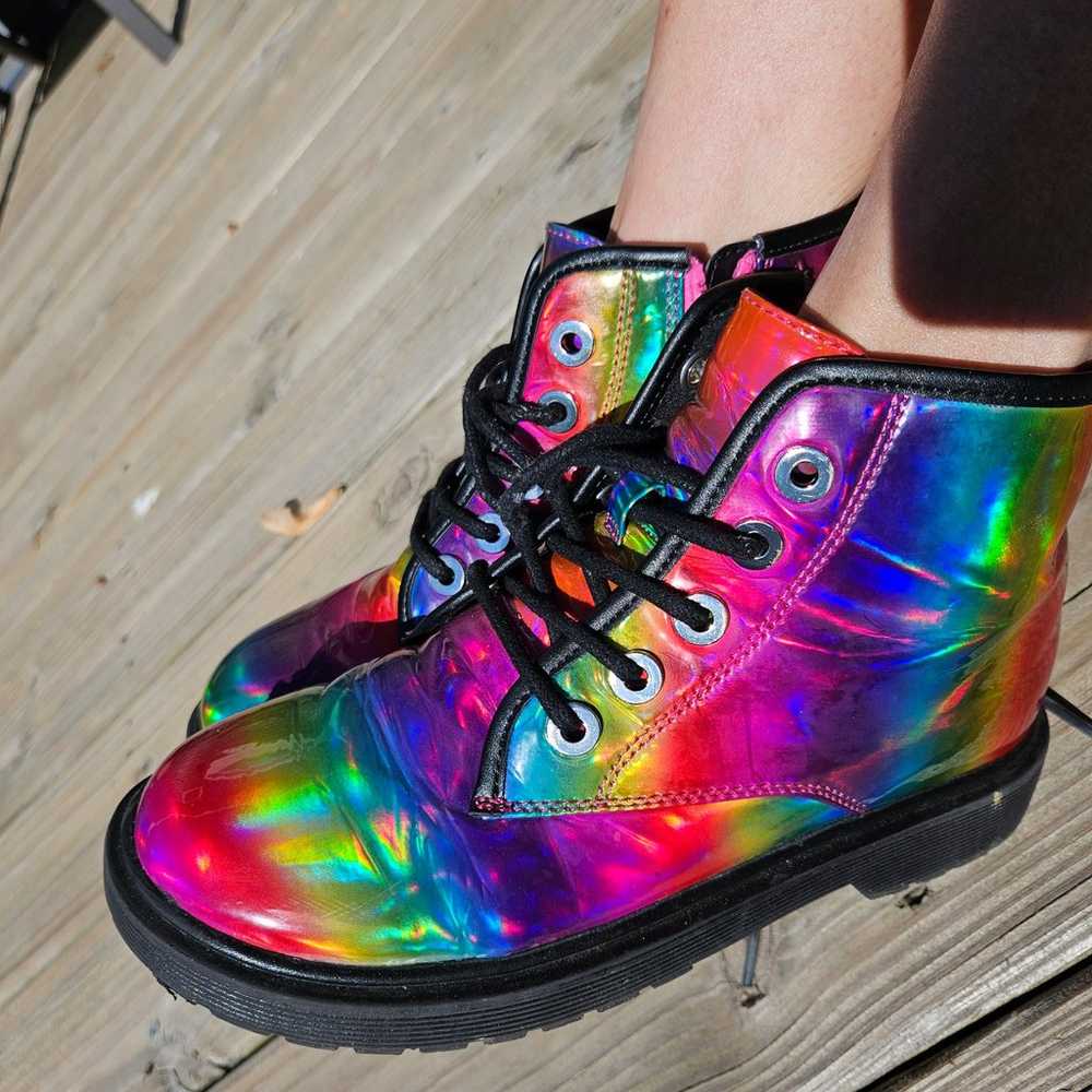 Steve Madden Rainbow Hologram Boots Size 7 - image 10