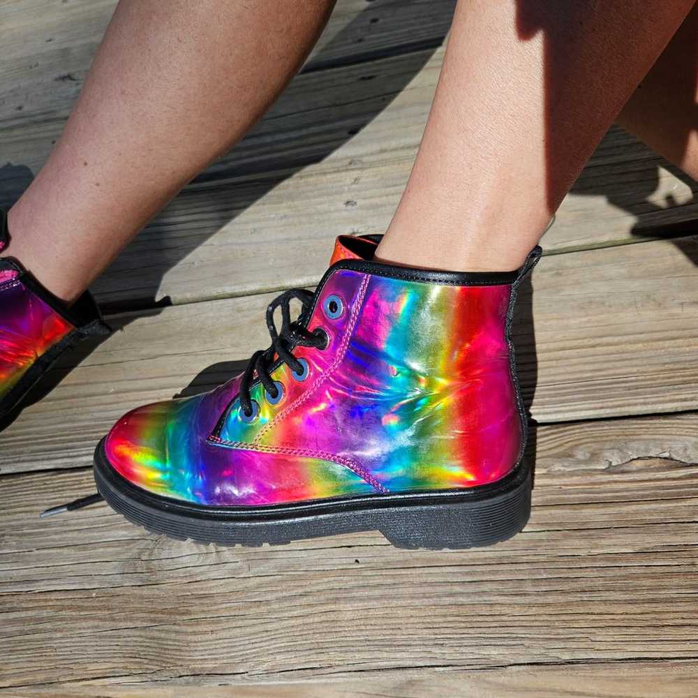 Steve Madden Rainbow Hologram Boots Size 7 - image 11