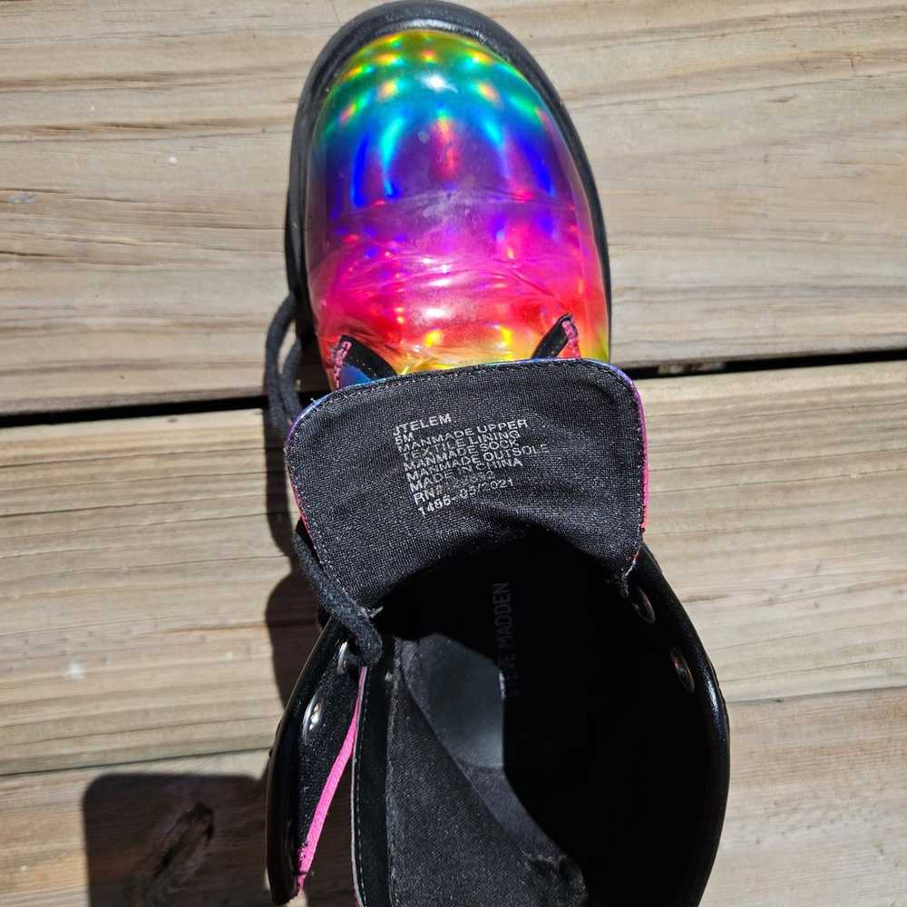 Steve Madden Rainbow Hologram Boots Size 7 - image 12