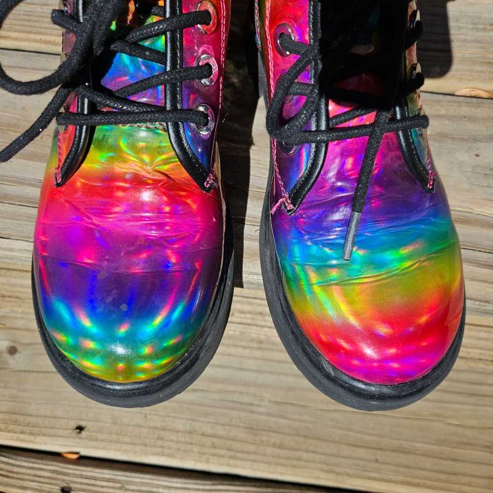 Steve Madden Rainbow Hologram Boots Size 7 - image 3