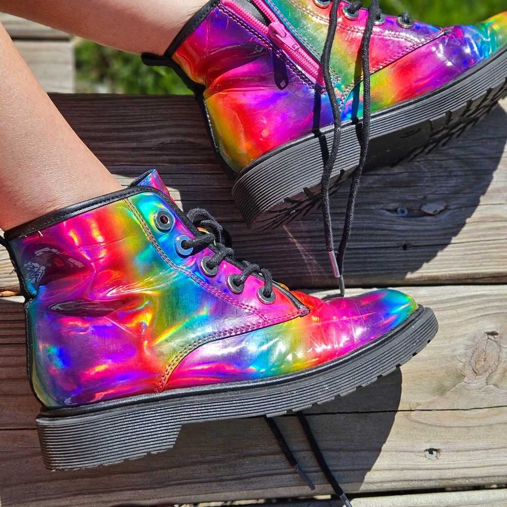 Steve Madden Rainbow Hologram Boots Size 7 - image 8