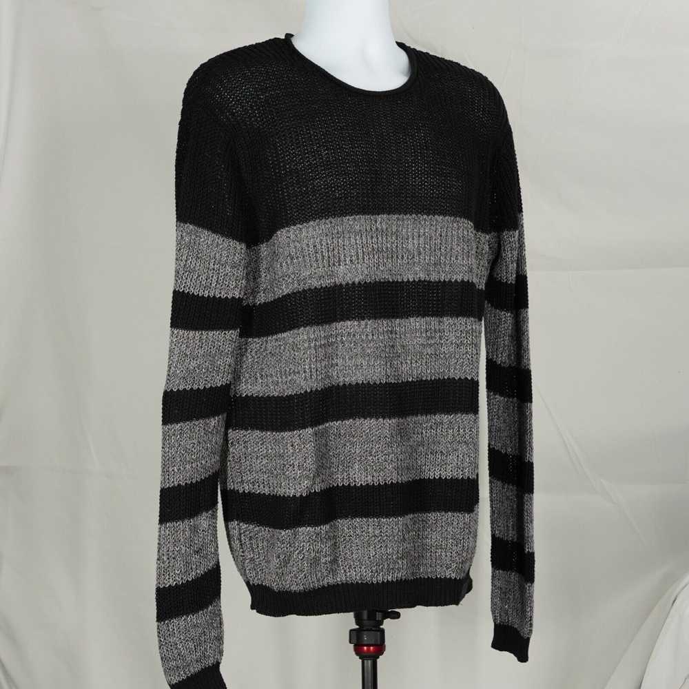 Diesel Black and Gray Striped Knit Sweater XL - image 11