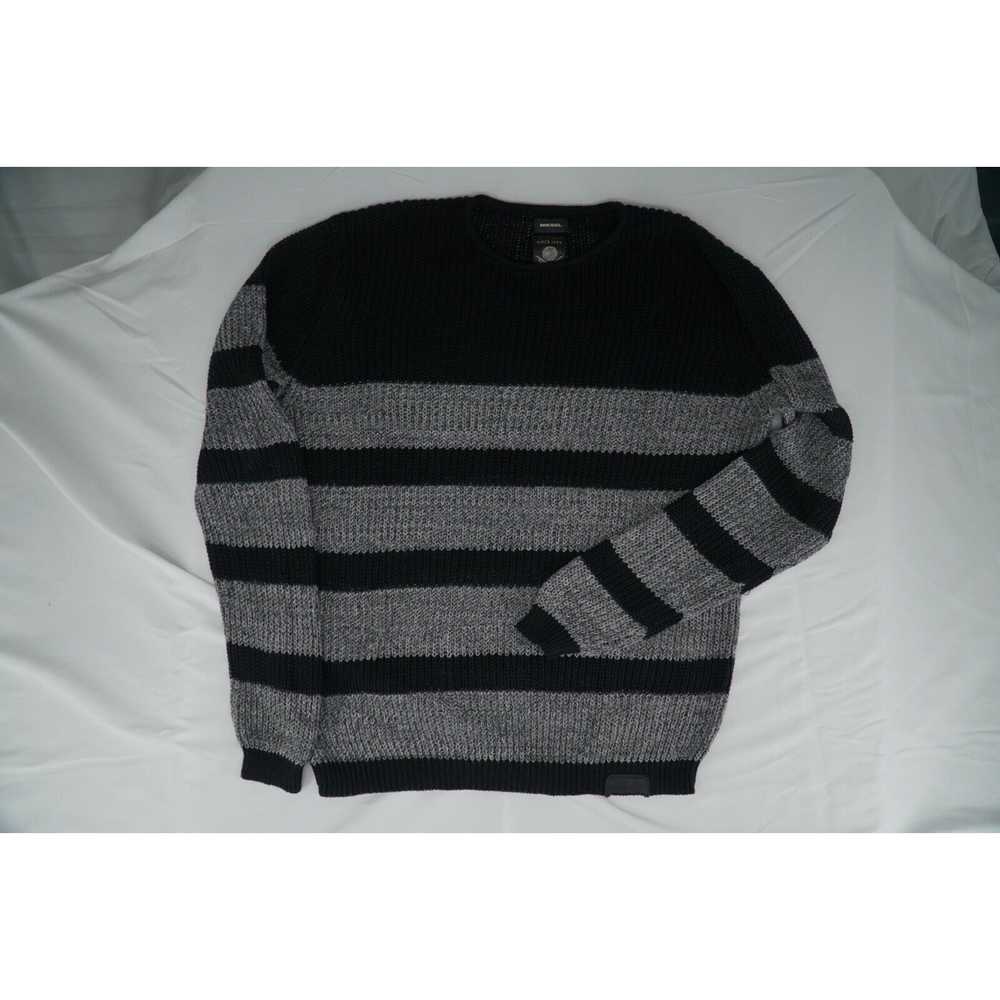 Diesel Black and Gray Striped Knit Sweater XL - image 12