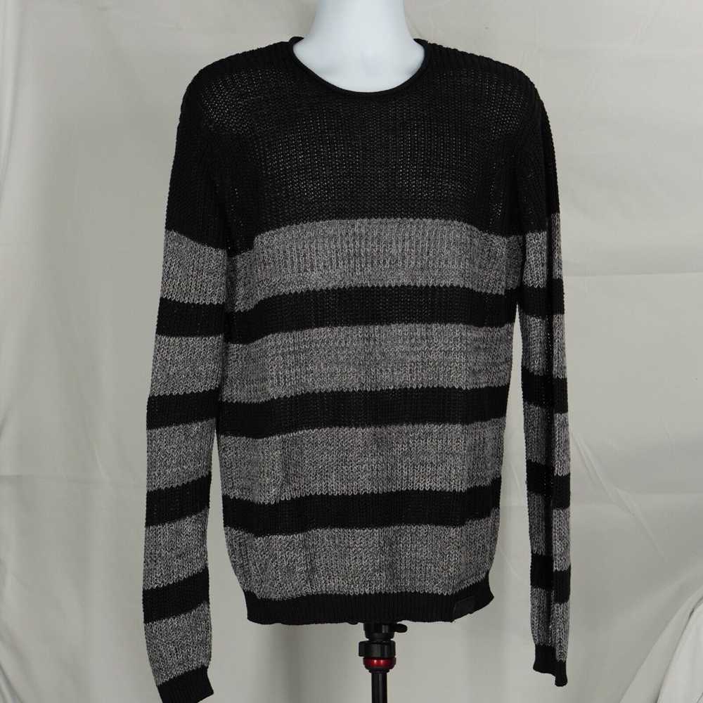 Diesel Black and Gray Striped Knit Sweater XL - image 1