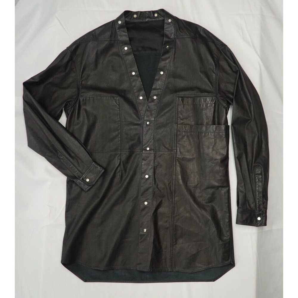 Rick Owens Oversized Leather Shirt Button Black L… - image 1