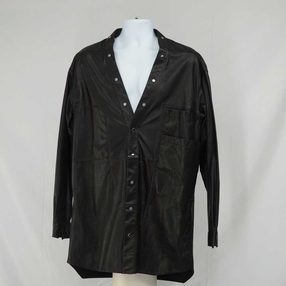 Rick Owens Oversized Leather Shirt Button Black L… - image 2