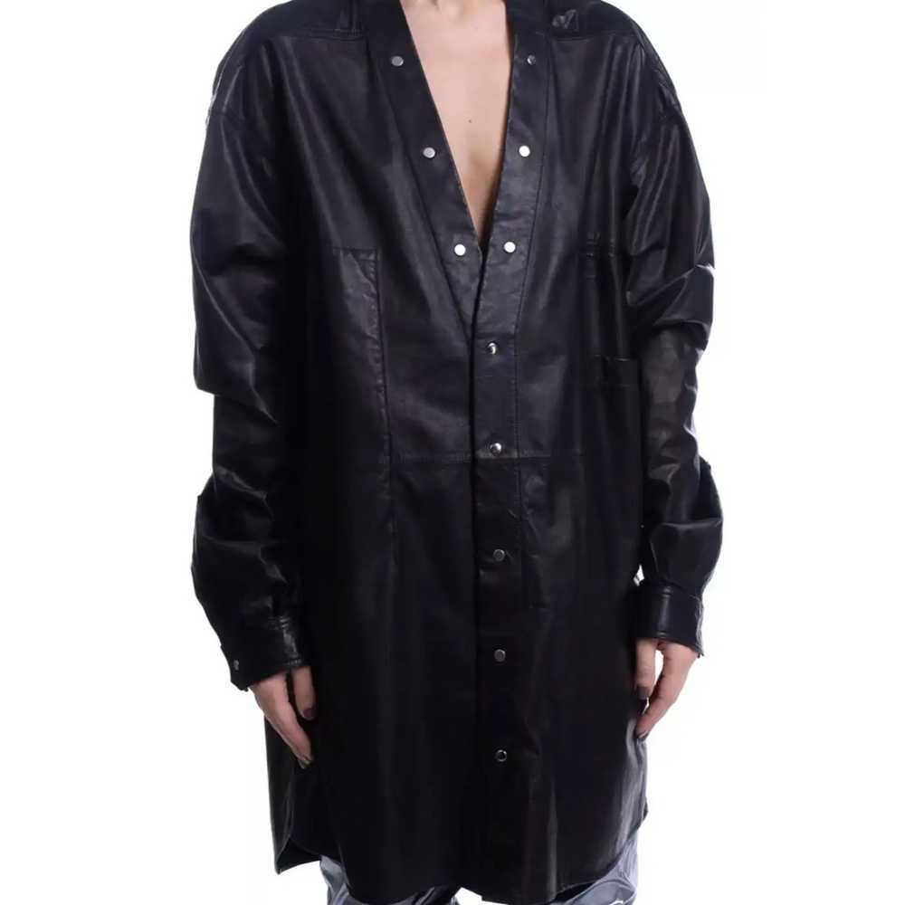 Rick Owens Oversized Leather Shirt Button Black L… - image 3