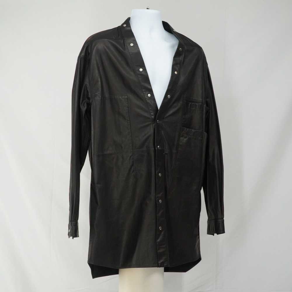 Rick Owens Oversized Leather Shirt Button Black L… - image 5