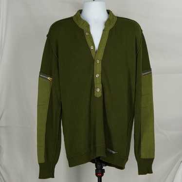 Diesel Green Buttoned Pullover Sweater with Zippe… - image 1