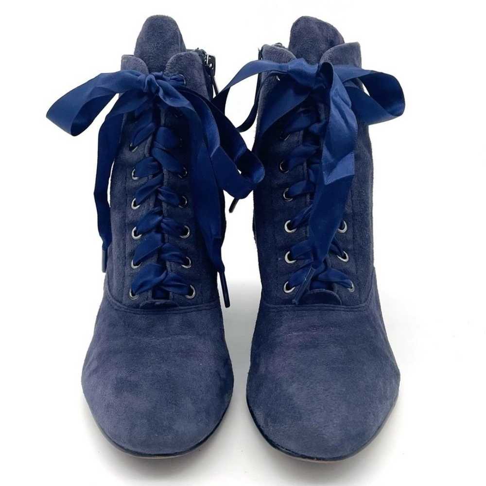 Sam Edelman Boot Tate Blue Suede Block Heel Lace … - image 9