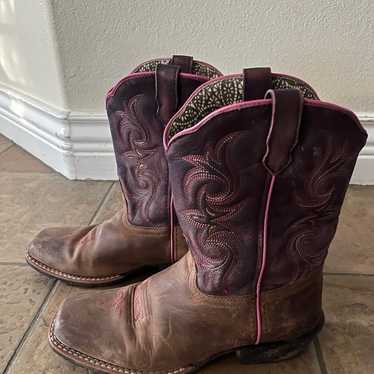 Pink Dan Post Mid Calf Cowboy Boots
