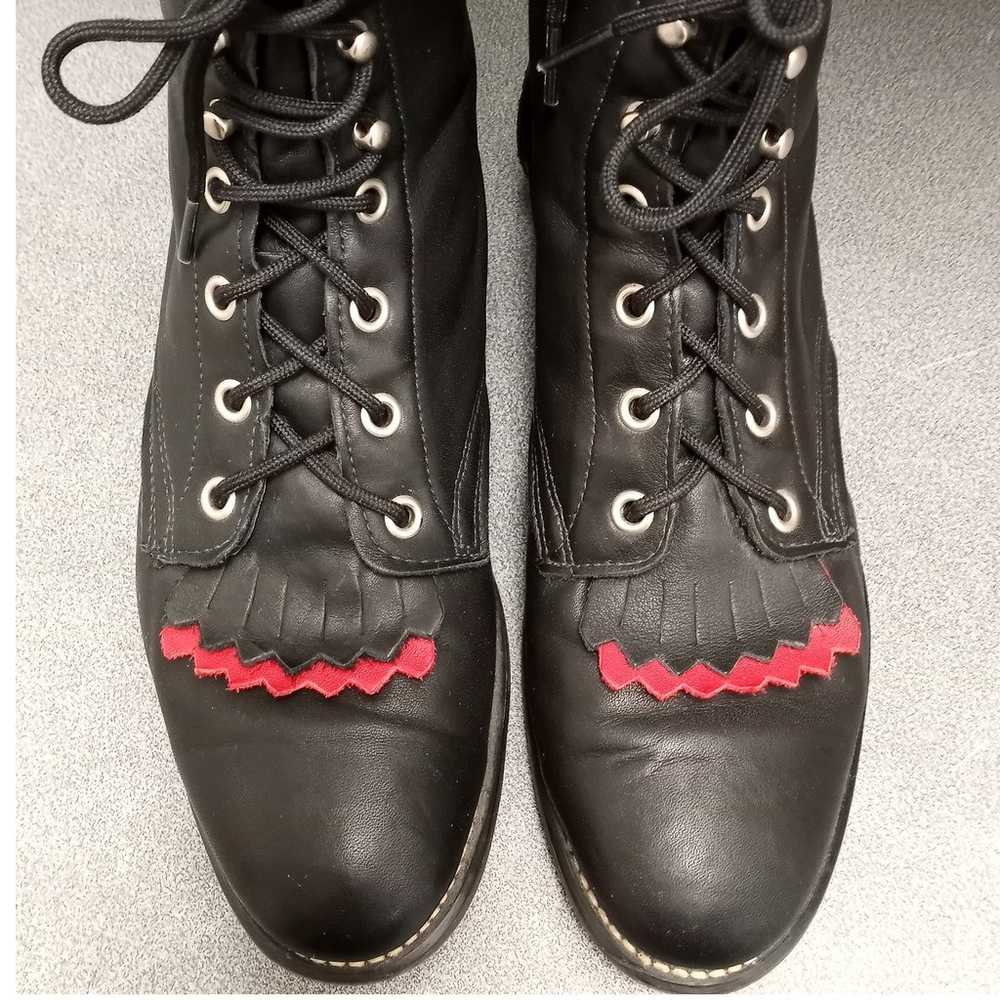 Laredo Lace Up Leather Kiltie Boots (8.5) Black &… - image 5