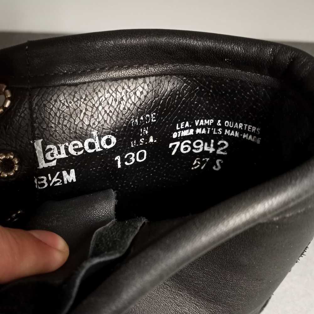 Laredo Lace Up Leather Kiltie Boots (8.5) Black &… - image 8
