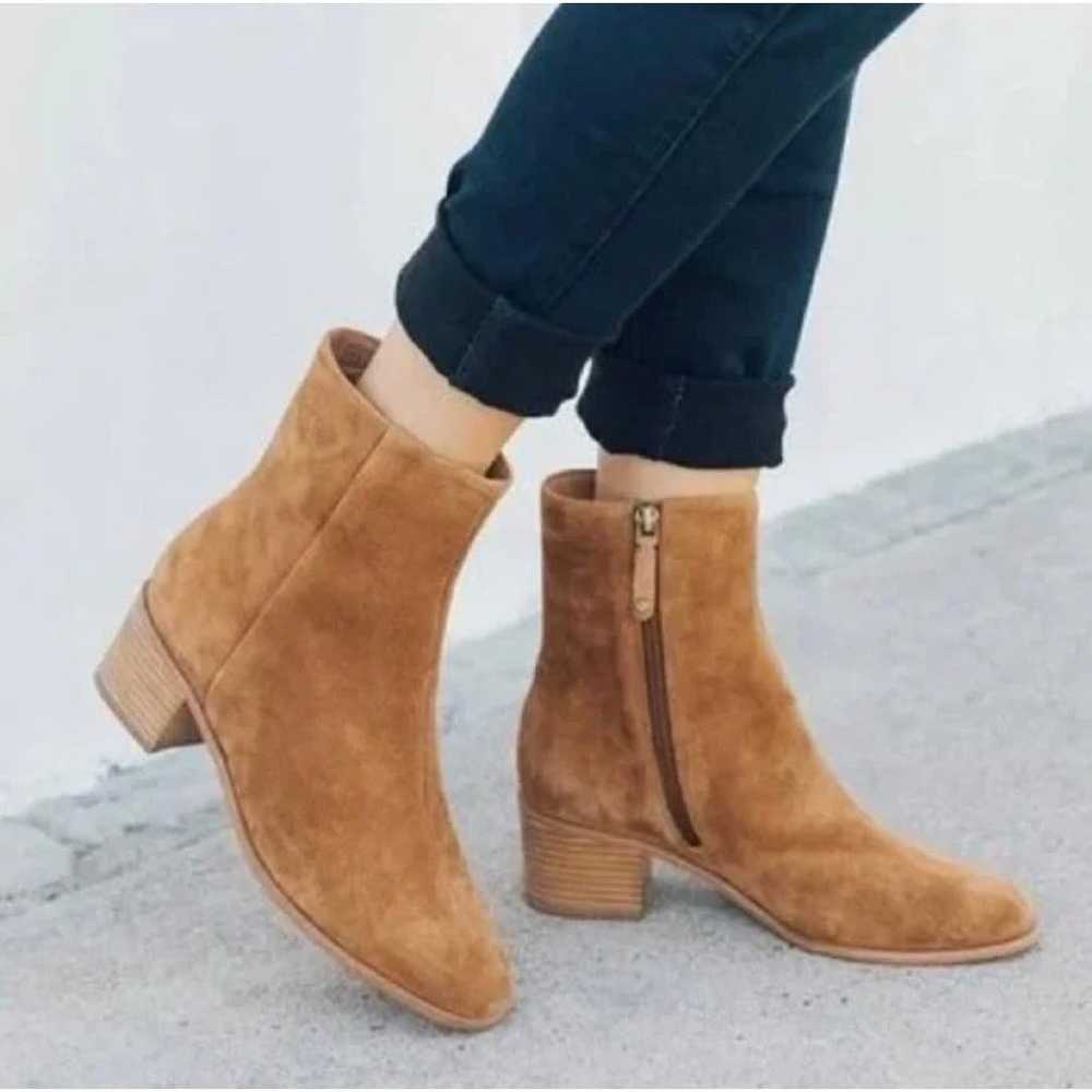 New Soludos Fulton Tan Suede Ankle Bootie Size 7 - image 1