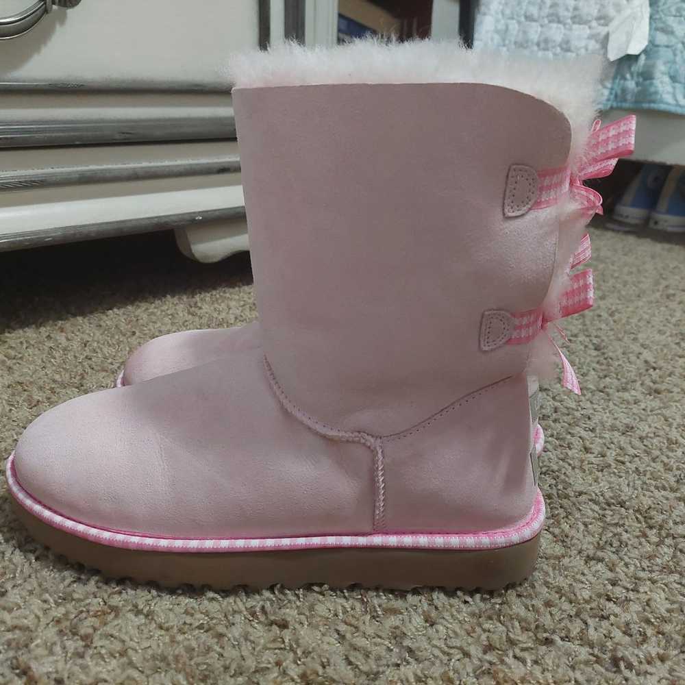 UGG BAILEY BOW GINGHAM SEASHELL PINK BOOTS - WOME… - image 2