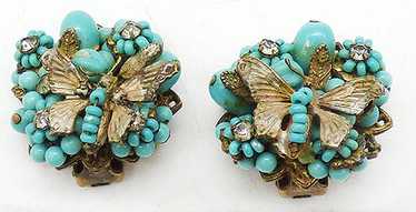 Eugene Turquoise Bead Butterfly Earrings - image 1