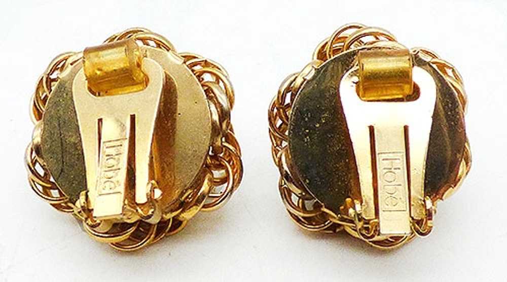 Hobé Faux Peal Gold Twist Chain Earrings - image 3