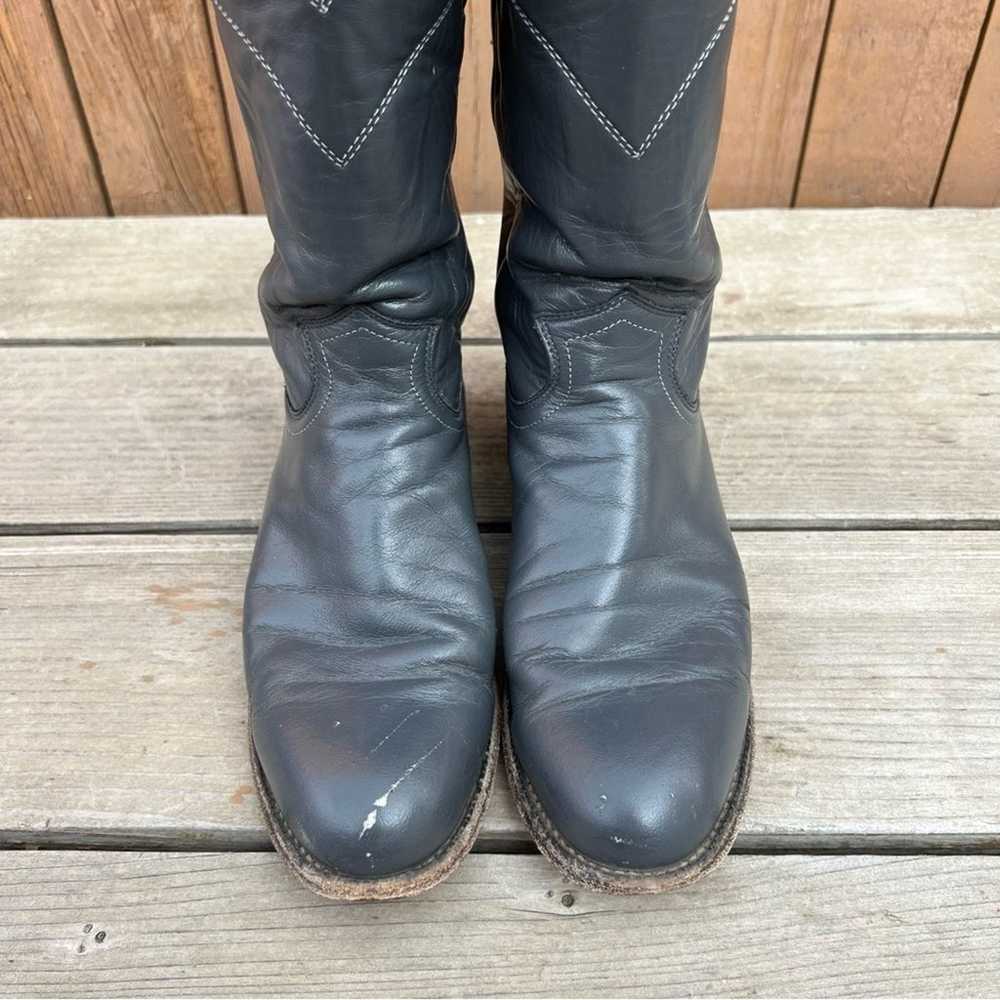 Vintage 80s 90s Justin Roper Boots gray cowgirl w… - image 2