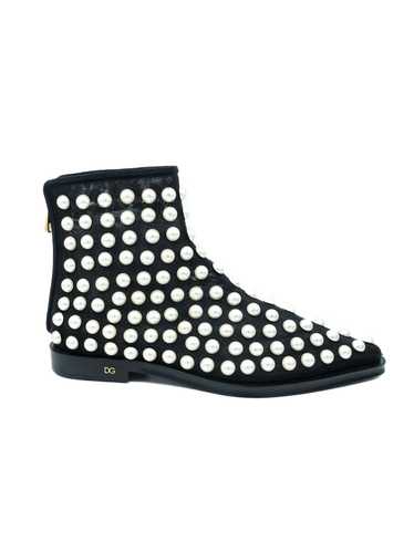 Dolce And Gabbana Pearl Studded Mesh Booties, 39