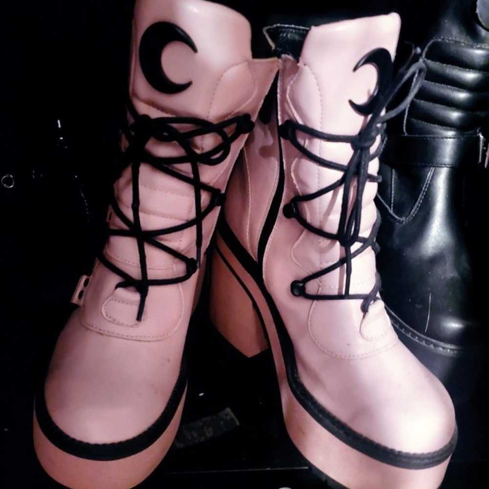 Killstar Pink Broomrider Gothic Moon Boots Hot To… - image 2