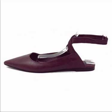 Free People NWOT Pointed Ankle Wrap Maroon Flats 7