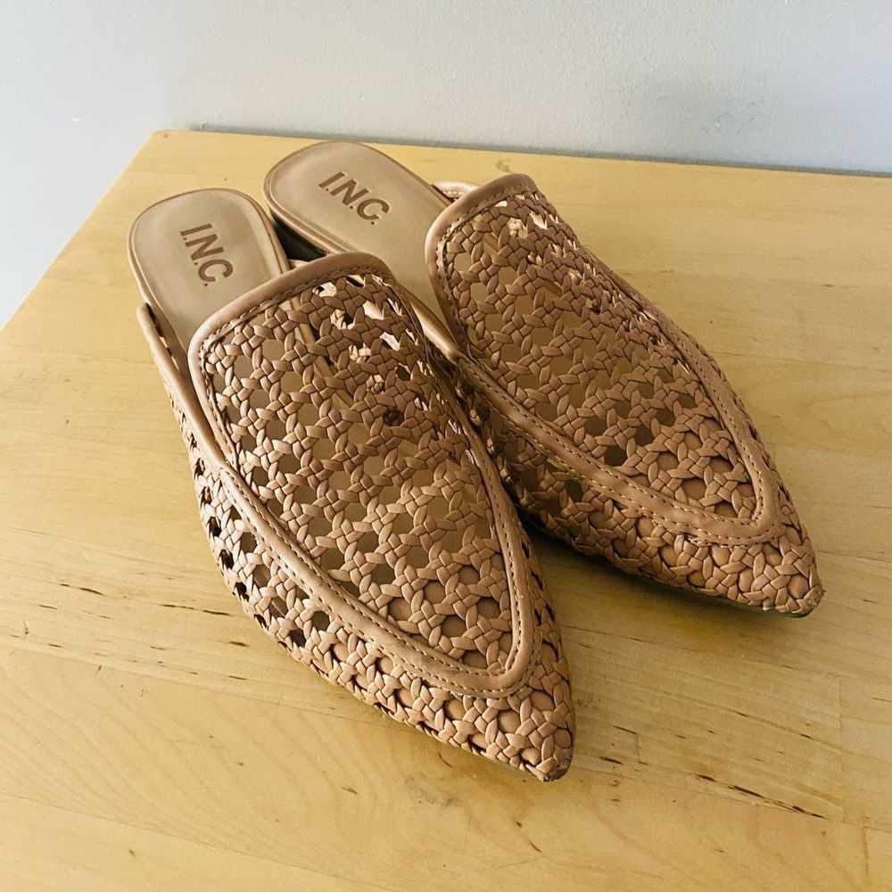 INC "Jalissap" toffee beige woven pointed mules (… - image 2