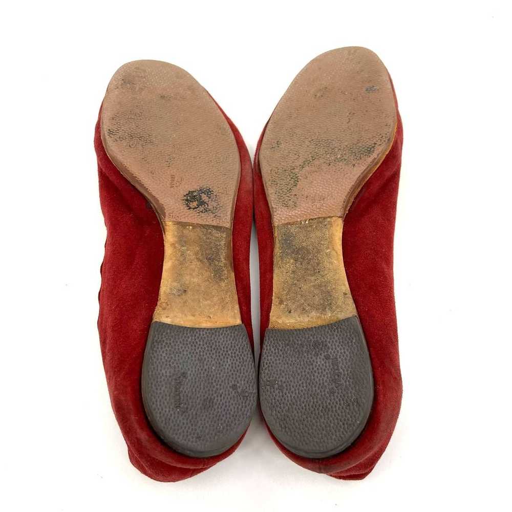 CHLOÉ Red Suede Scalloped Accent Ballet Flats Wom… - image 8
