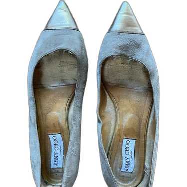 Jimmy Choo London Gray Gold Toe Ballet Flat Shoes… - image 1