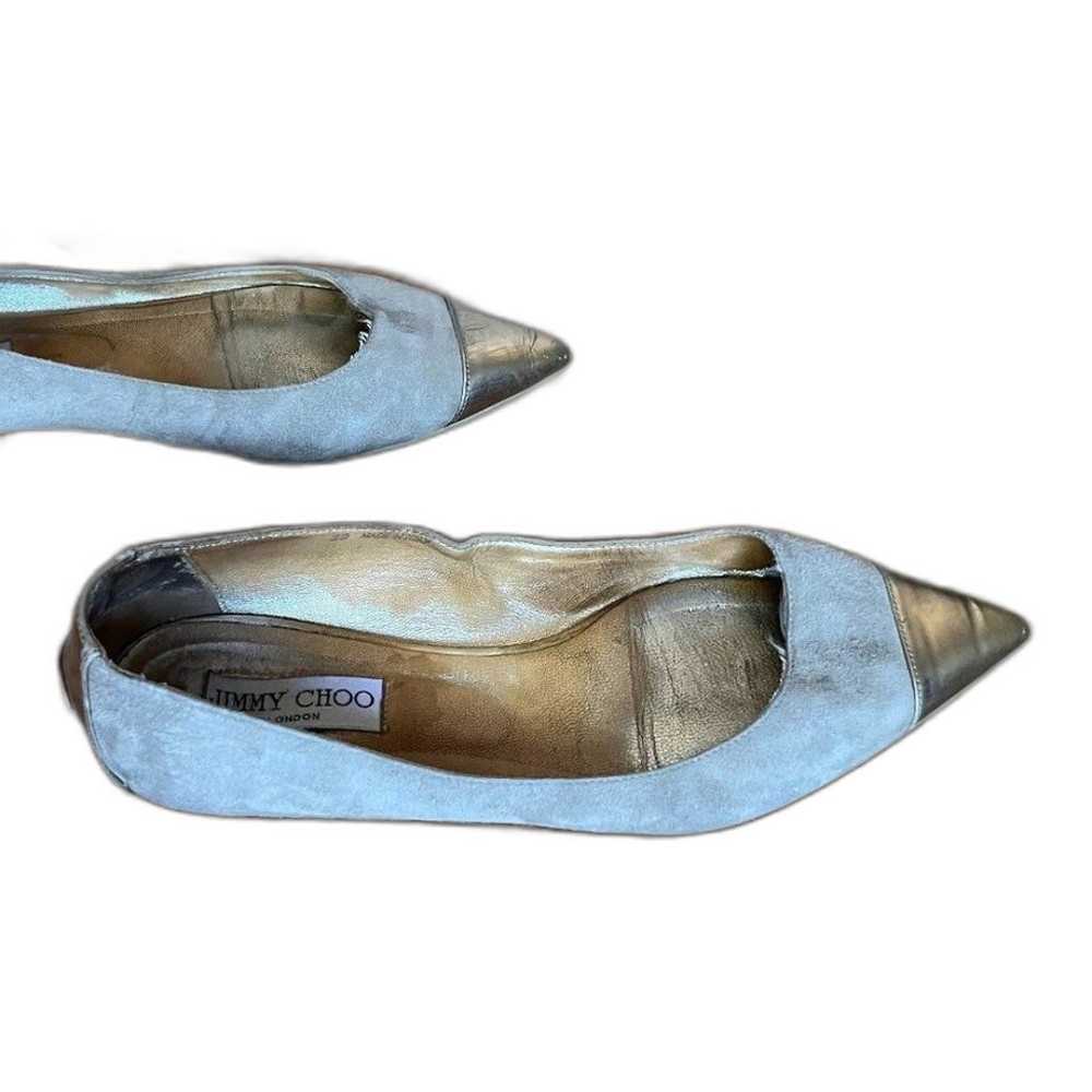 Jimmy Choo London Gray Gold Toe Ballet Flat Shoes… - image 3