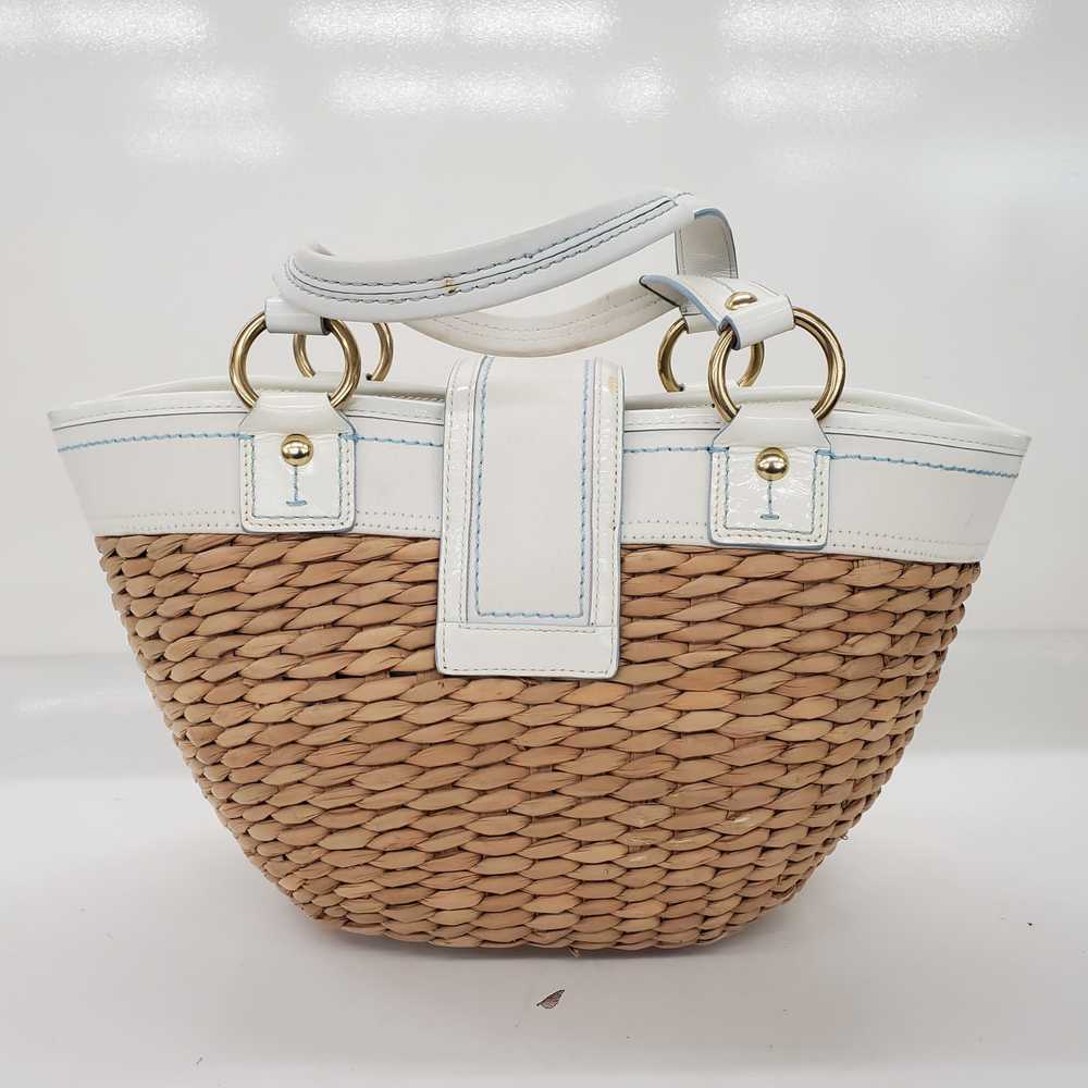 Coach Legacy Natural Straw Weave White Leather Tr… - image 3