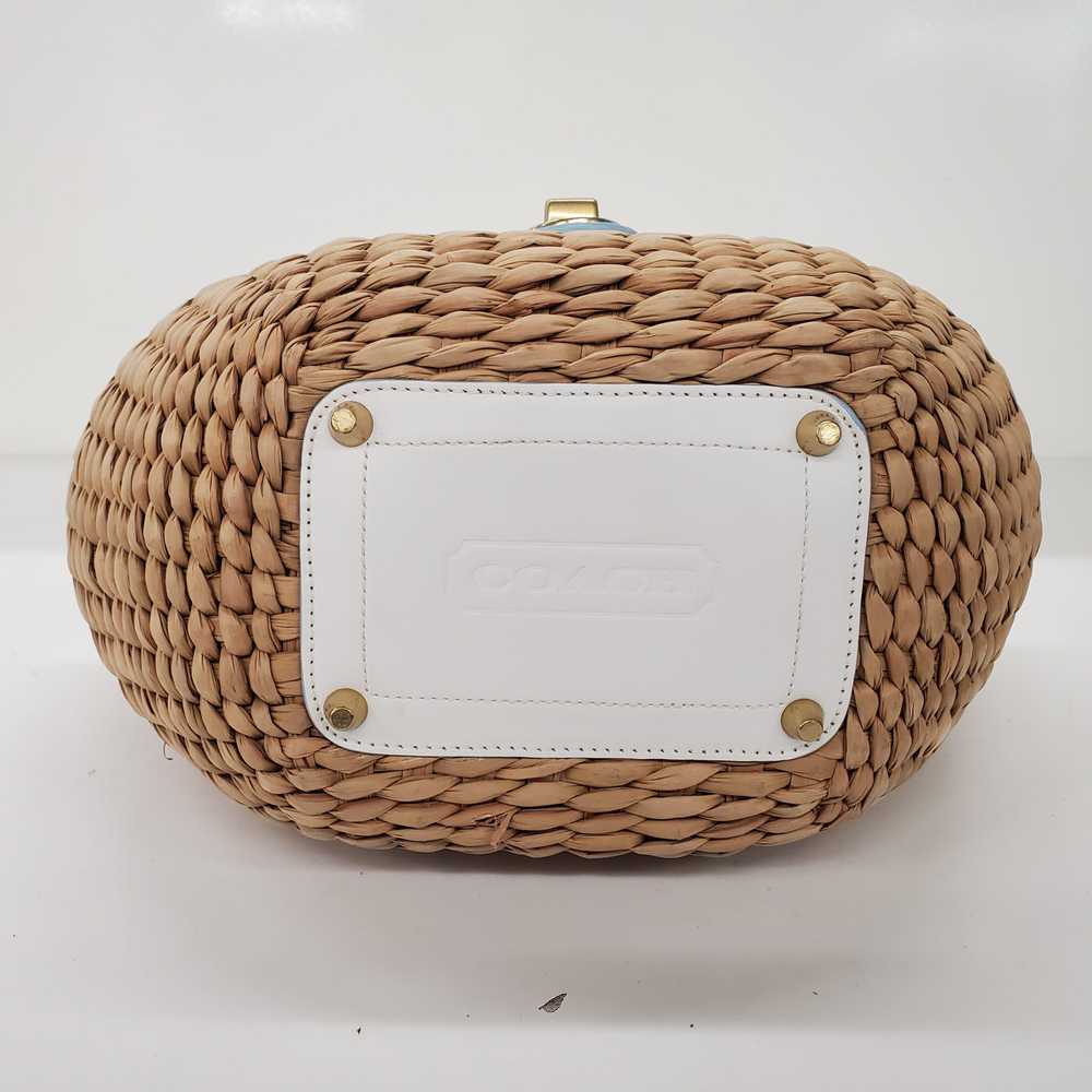 Coach Legacy Natural Straw Weave White Leather Tr… - image 4