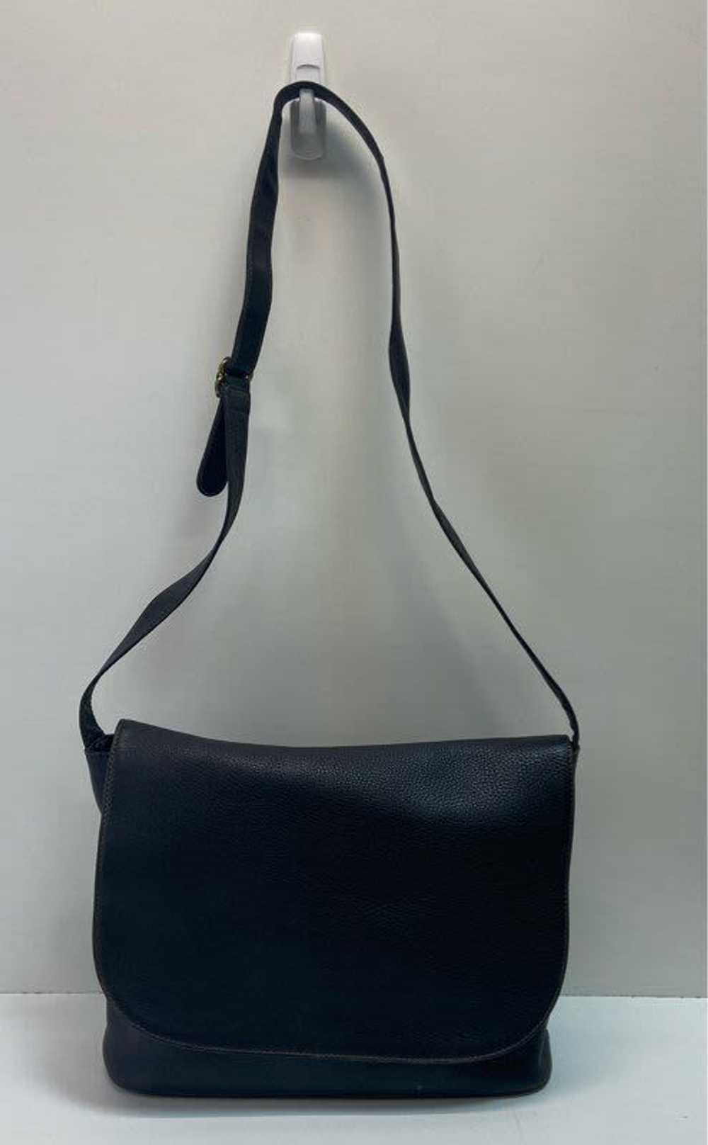 COACH 355 Black Pebbled Leather Soft Flap Shoulde… - image 1