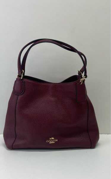 COACH Edie Burgundy Pebbled Leather Satchel Bag - image 1