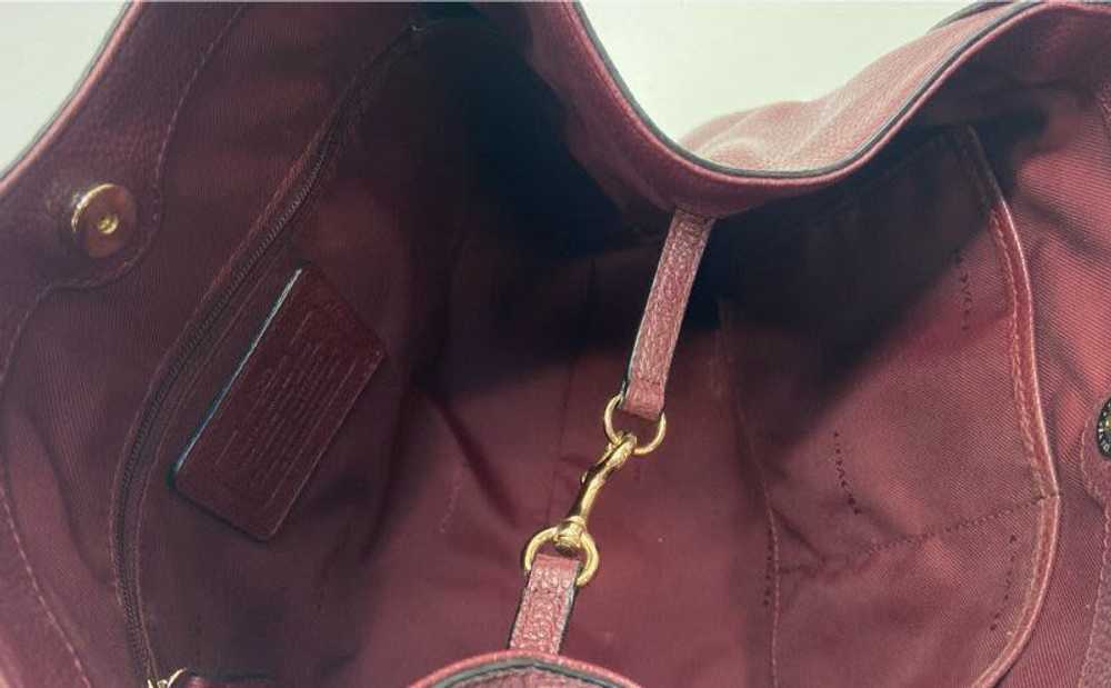 COACH Edie Burgundy Pebbled Leather Satchel Bag - image 5